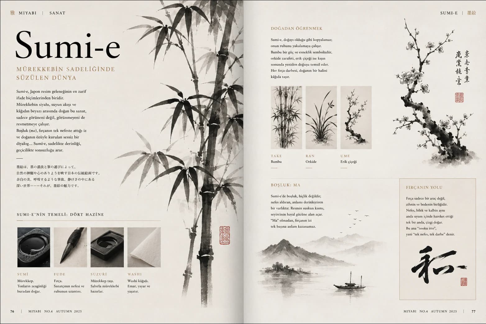 A draft WA magazine spread on sumi-e.